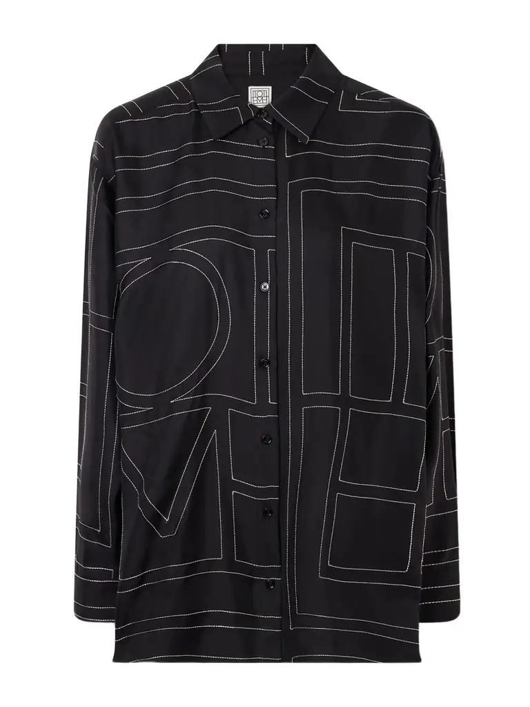 TOTEME Embroidered Silk-twill Shirt