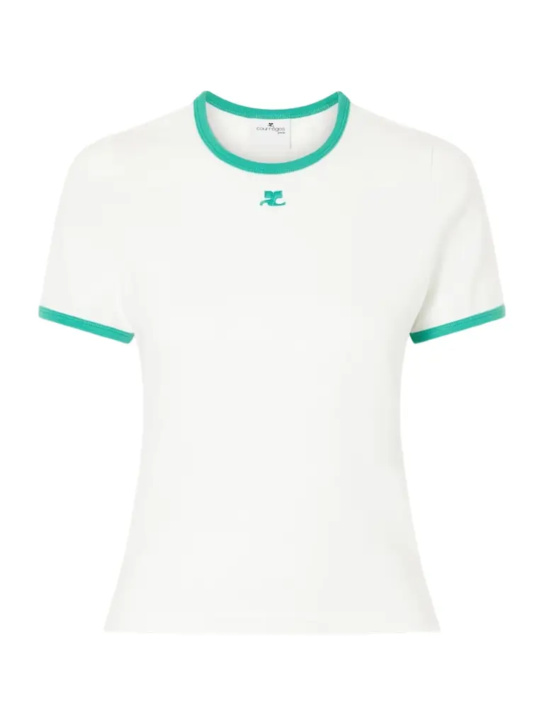 Courreges Logo-embroidered Cotton-jersey T-shirt