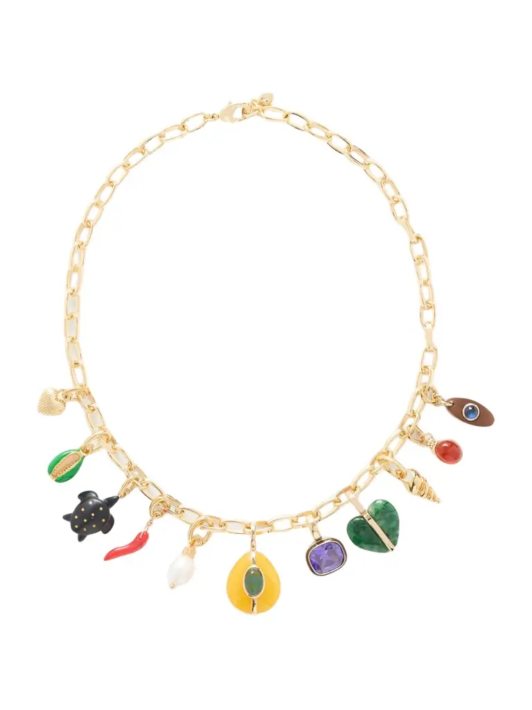 Roxanne Assoulin The Tiny Treasure Gold-tone, Pearl, Crystal, Cubic Zirconia And Enamel Necklace