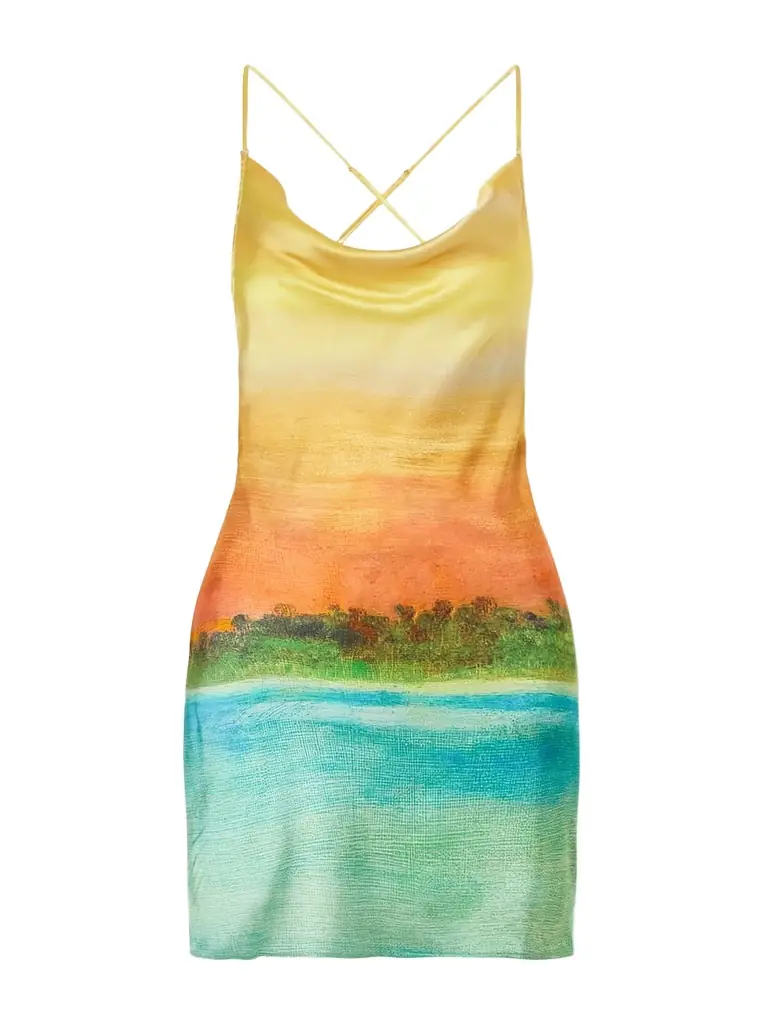 Donde Esteban Formentera Printed Silk-blend Mini Dress