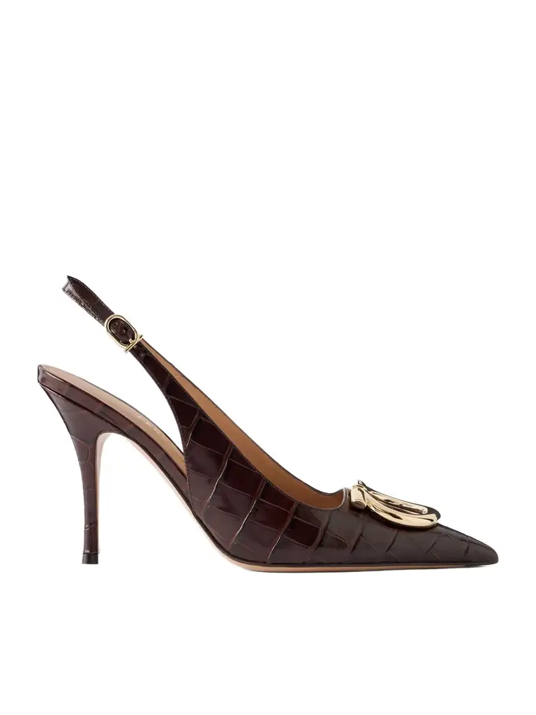 Ferragamo Sara 95 Croc-effect Leather Pumps