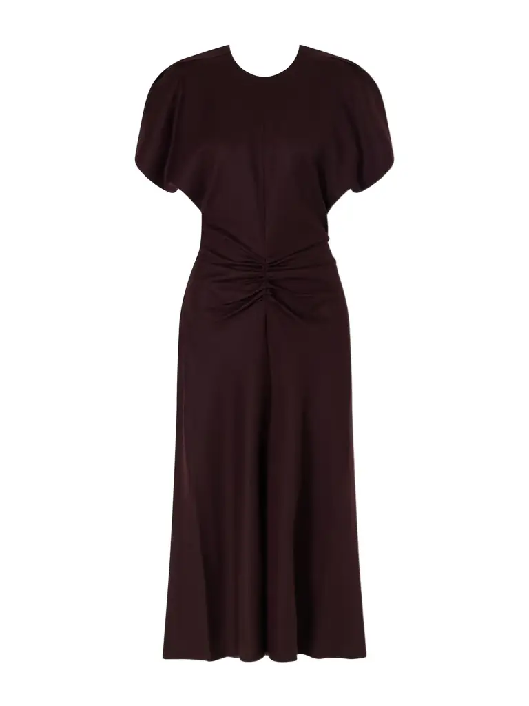 Victoria Beckham Bela Draped Wool Midi Dress