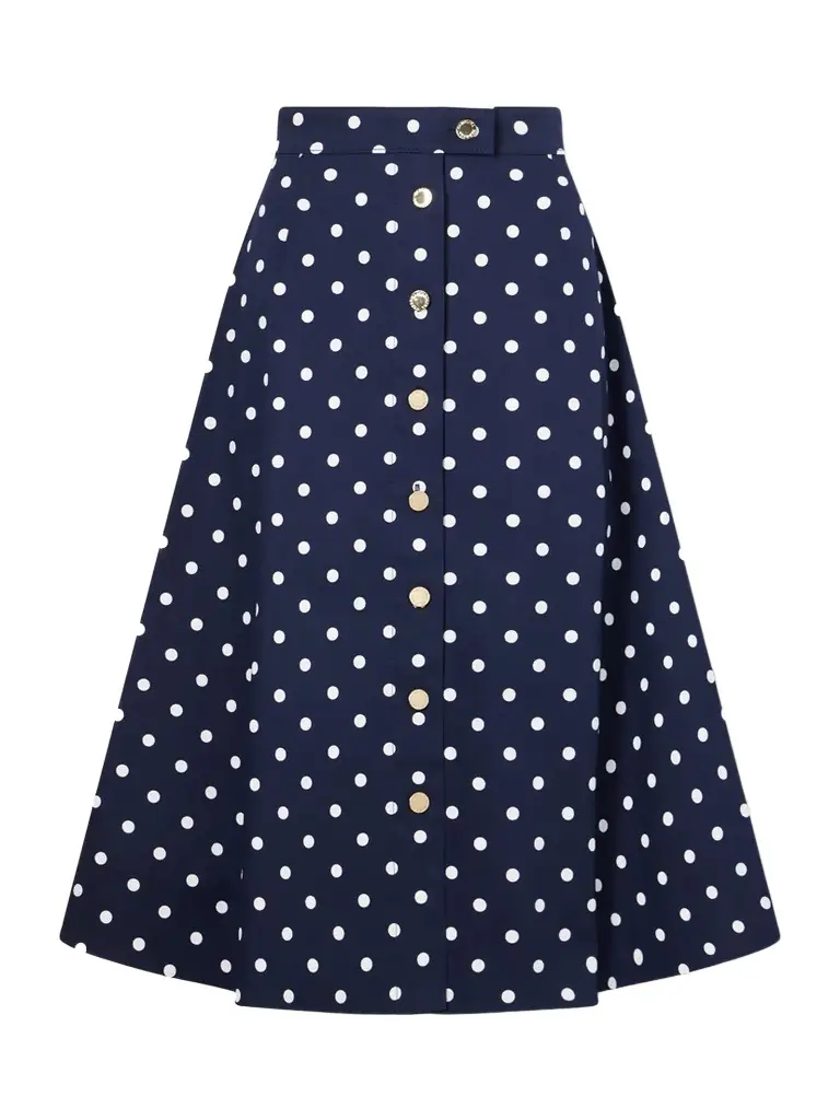 Carolina Herrera Polka-dot Cotton-blend Twill Midi Skirt
