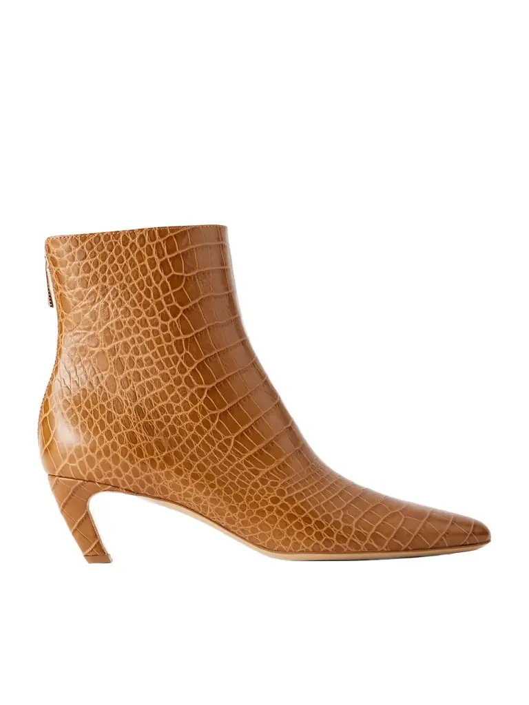 Gabriela Hearst Clayton 50 Croc-effect Leather Ankle Boots