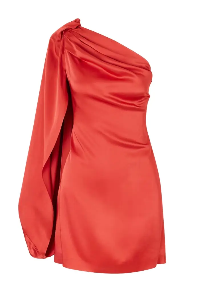 Stella McCartney One-shoulder Draped Satin Mini Dress