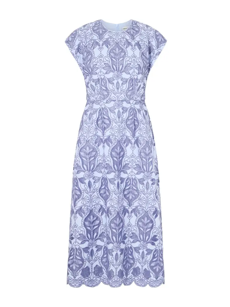 Rebecca Vallance Blooming Lanterns Scalloped Embroidered Cotton Midi Dress