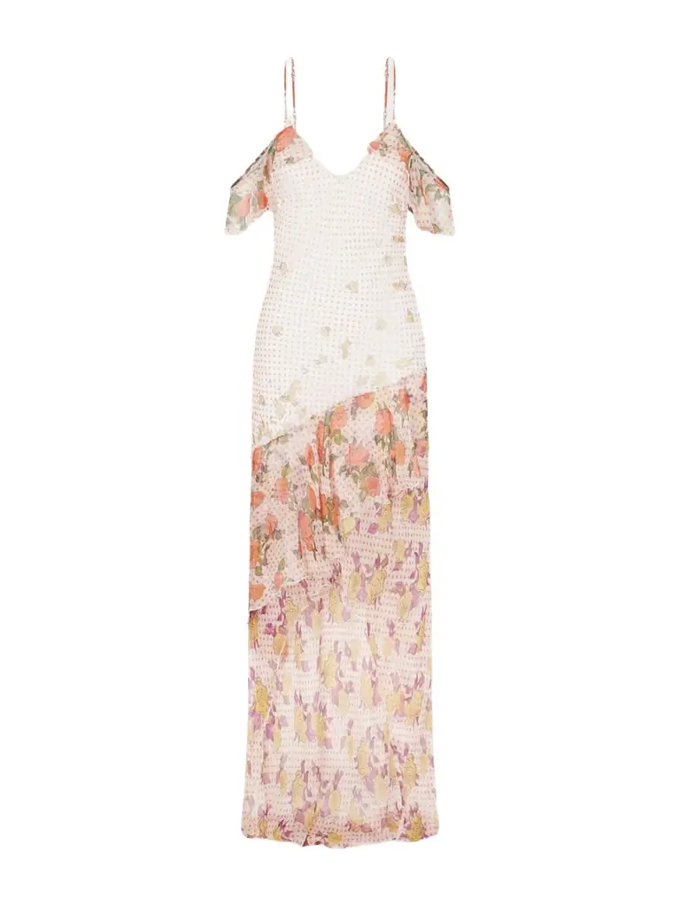Donde Esteban Pajaritos Y Rosas Printed Ruffled Silk-chiffon Maxi Dress