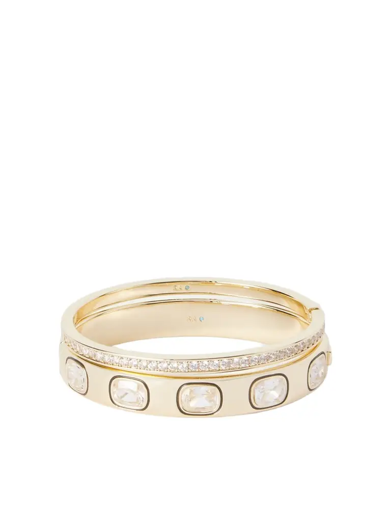 Roxanne Assoulin The Cubic Hinged Set Of Two Gold-tone Cubic Zirconia, Crystal And Enamel Cuffs