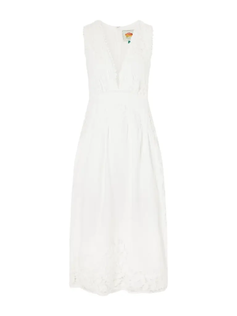 Farm Rio Floral-embroidered Linen Midi Dress