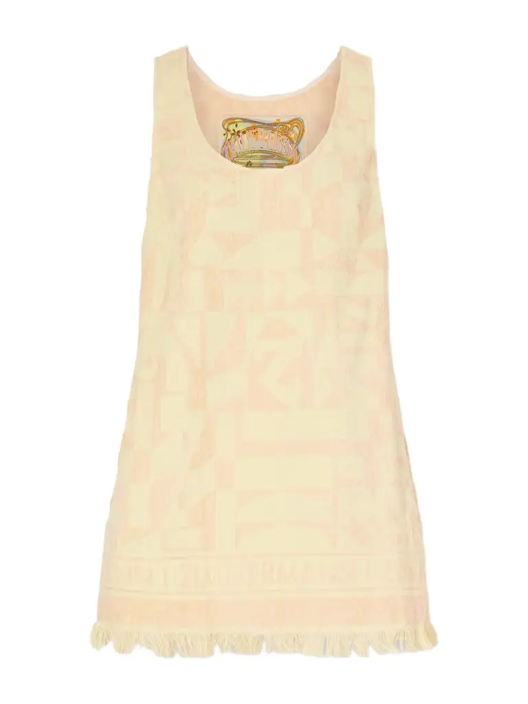 Zimmermann Solstice Logo-jacquard Fringed Cotton-terry Mini Dress