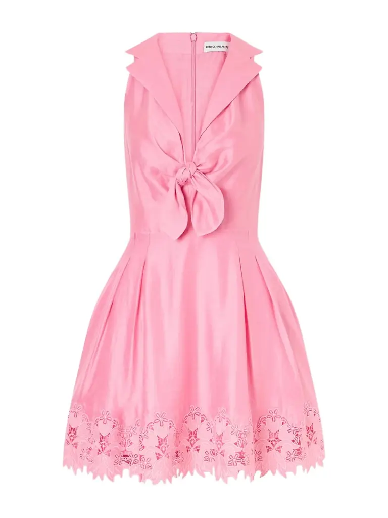 Rebecca Vallance Petalite Knotted Broderie Anglaise-trimmed Poplin Mini Dress