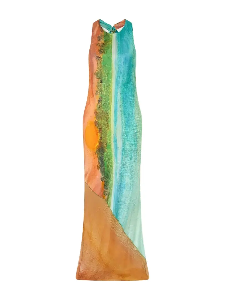 Donde Esteban Formentera Printed Silk-blend Maxi Dress