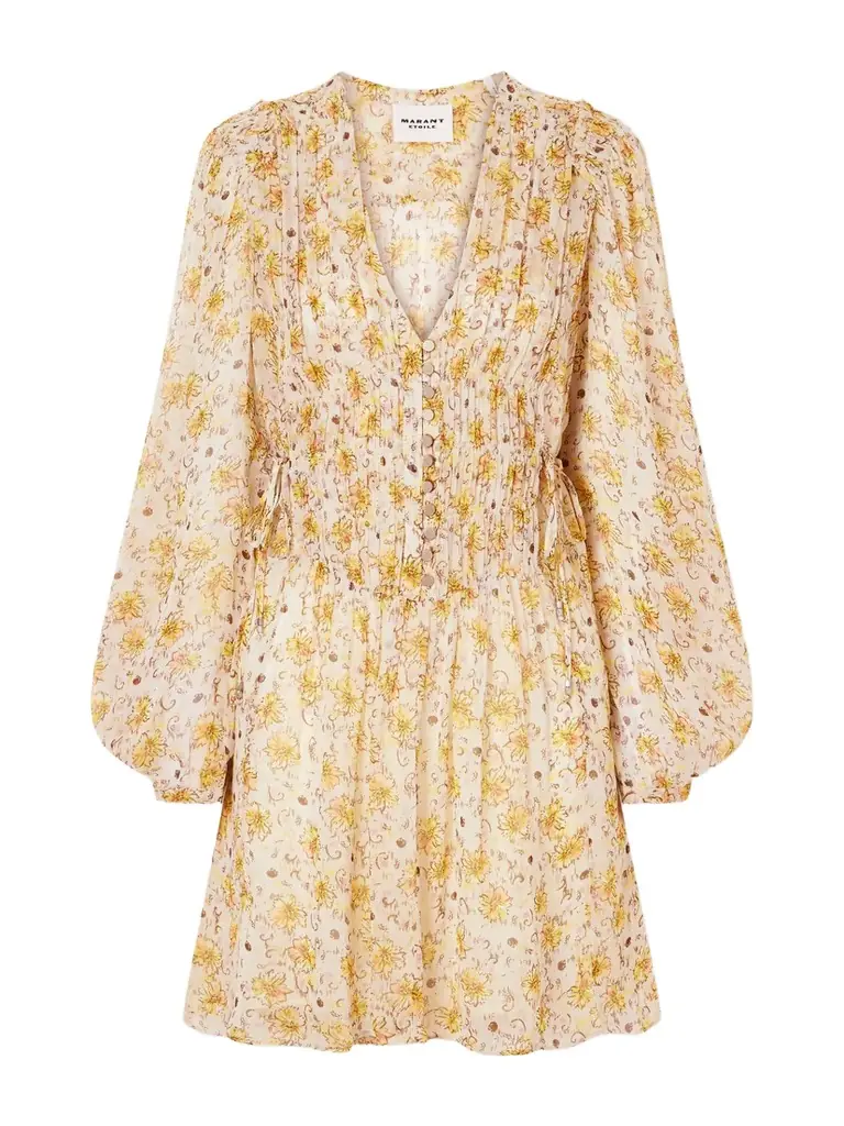 Marant Étoile Florel Floral-print Crêpe De Chine Mini Dress