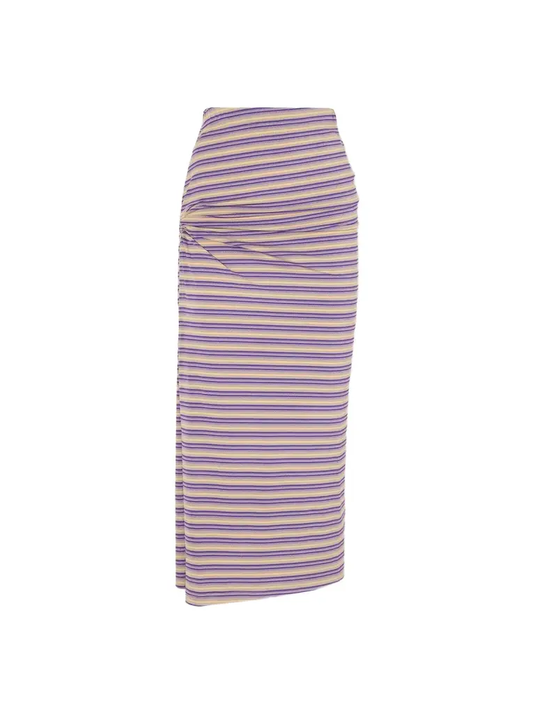 Rabanne Gathered Striped Jersey Maxi Skirt