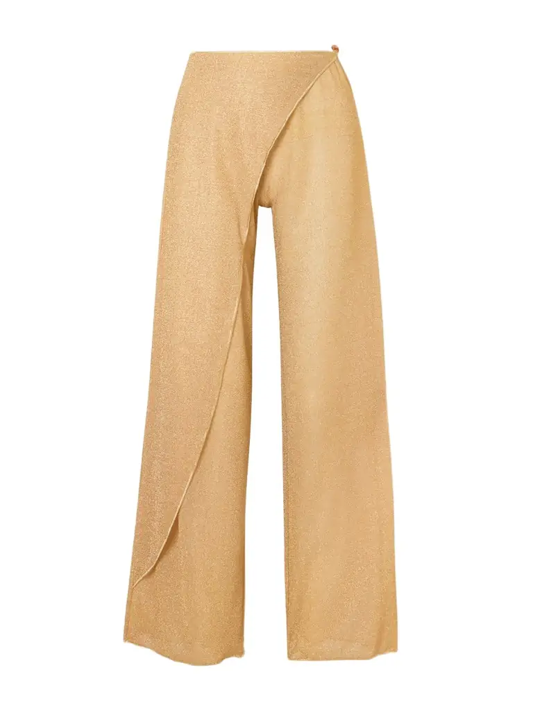 Oséree Lumiere Embellished Lurex Wide-leg Pareo Pants