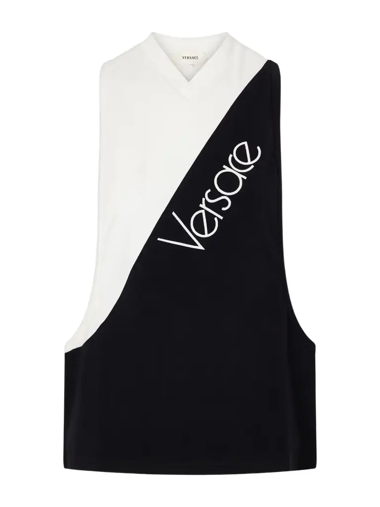 Versace Logo-intarsia Stretch Cotton-jersey Tank