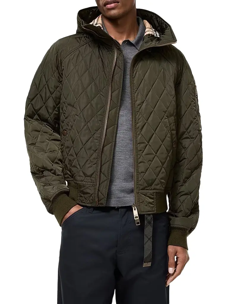Burberry Men's Elliston Quilted Nylon Bomber Jacket - Shale