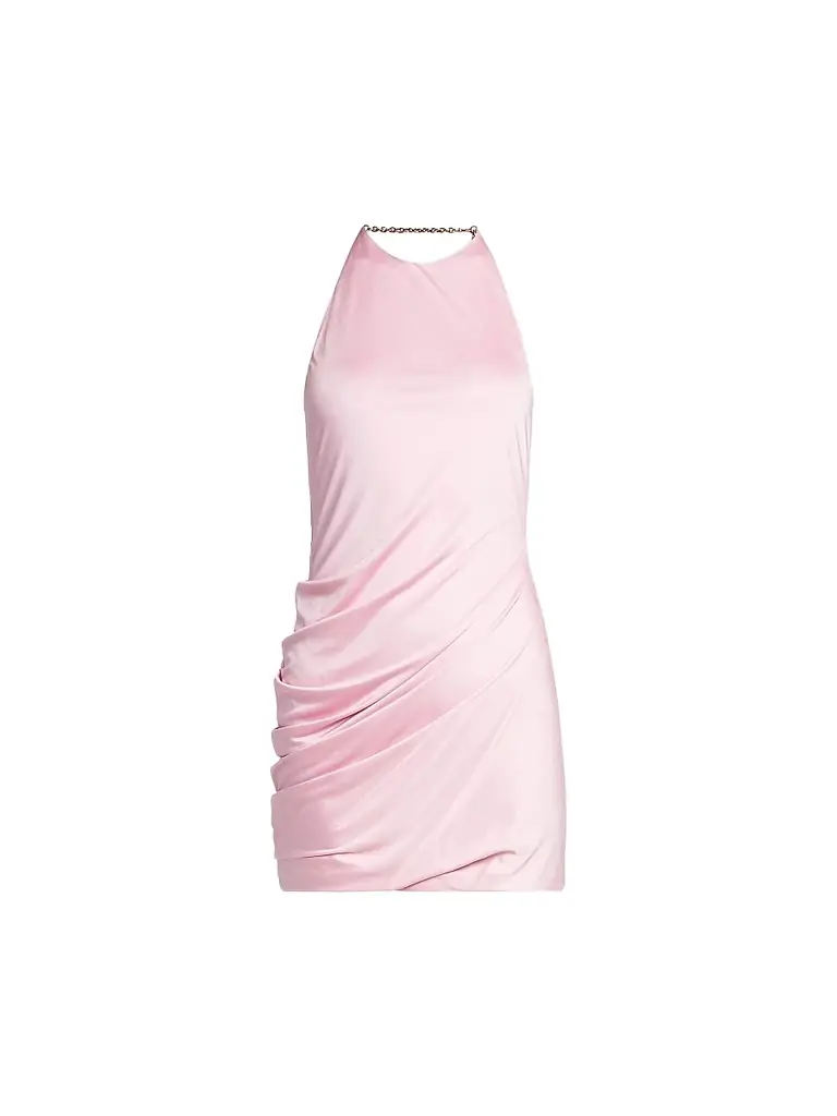 Versace Women's La Vacanza Draped Jersey Chain Halter Minidress - Pastel Pink
