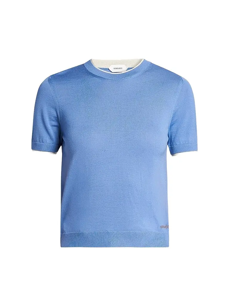 Versace Women's La Vacanza Classic Stretch Wool Sweater - Sky