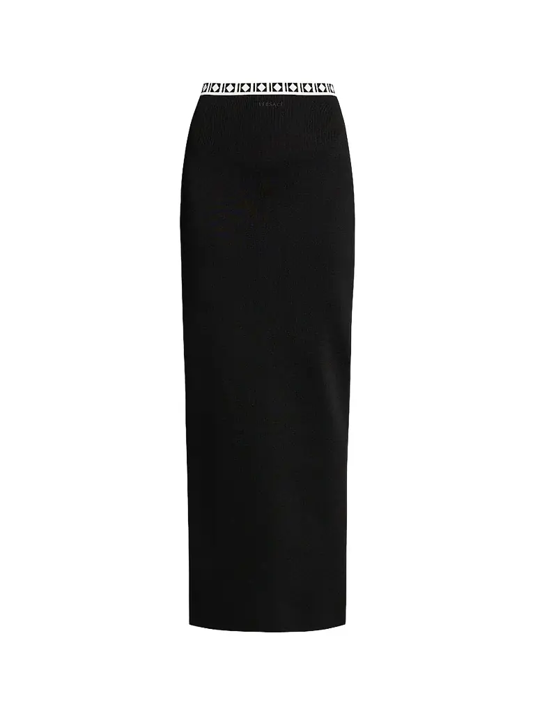 Versace Women's La Vacanza Graphic Trim Maxi Skirt - Black