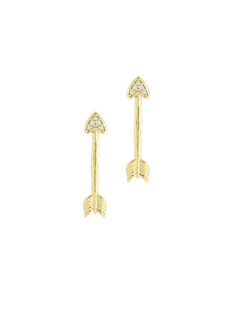 Anabel Aram Women's Heart 18K-Gold-Plated & Cubic Zirconia Arrow Stud Earrings - Gold