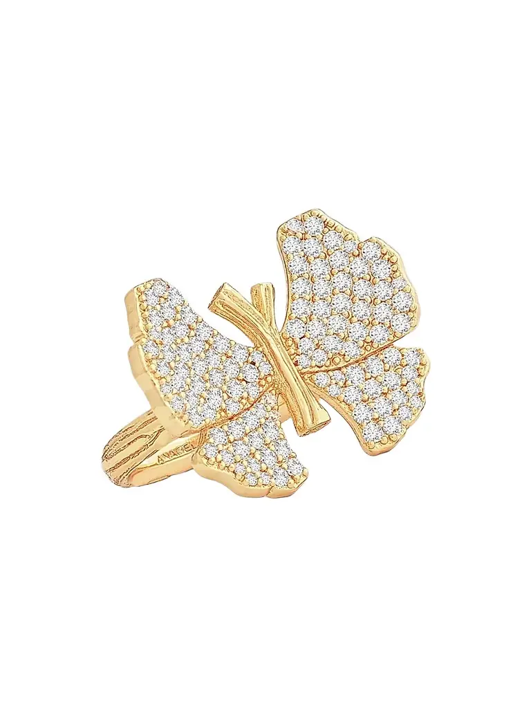 Anabel Aram Women's Butterfly 1K-Gold-Plated & Cubic Zirconia Ring - Gold