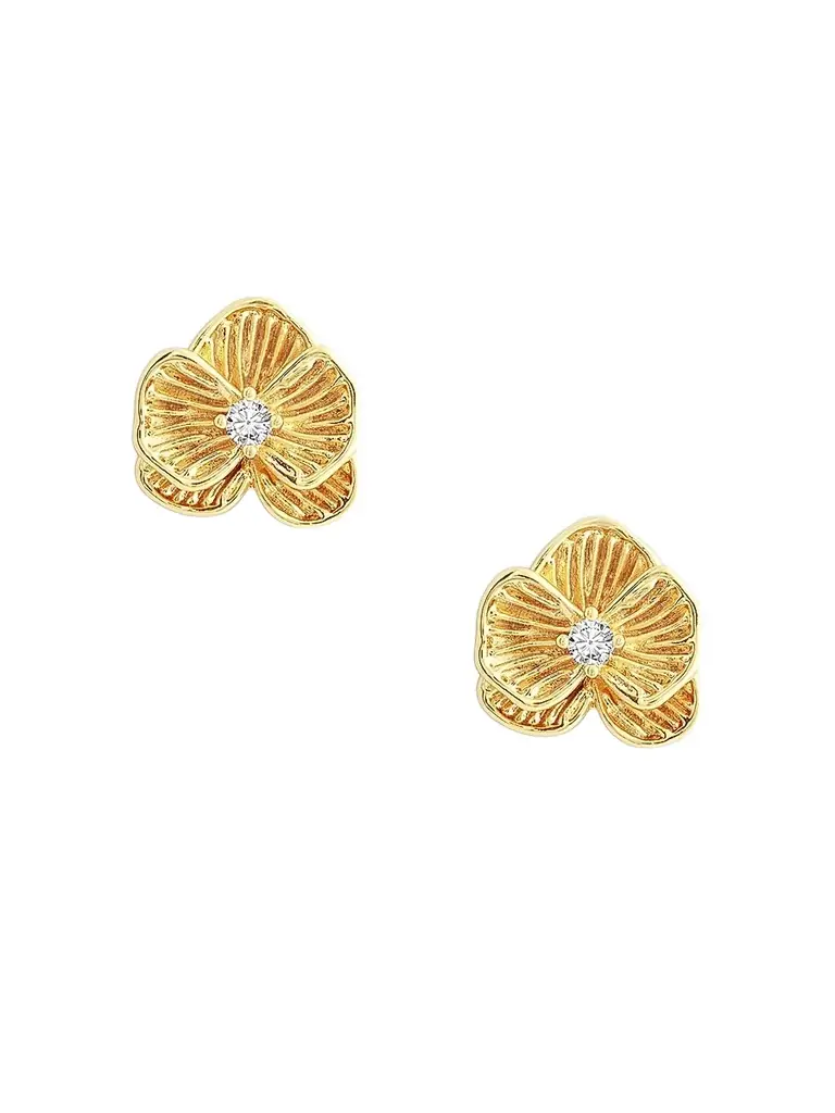 Anabel Aram Women's Orchid 18K-Gold-Plated & Cubic Zirconia Stud Earrings - Gold