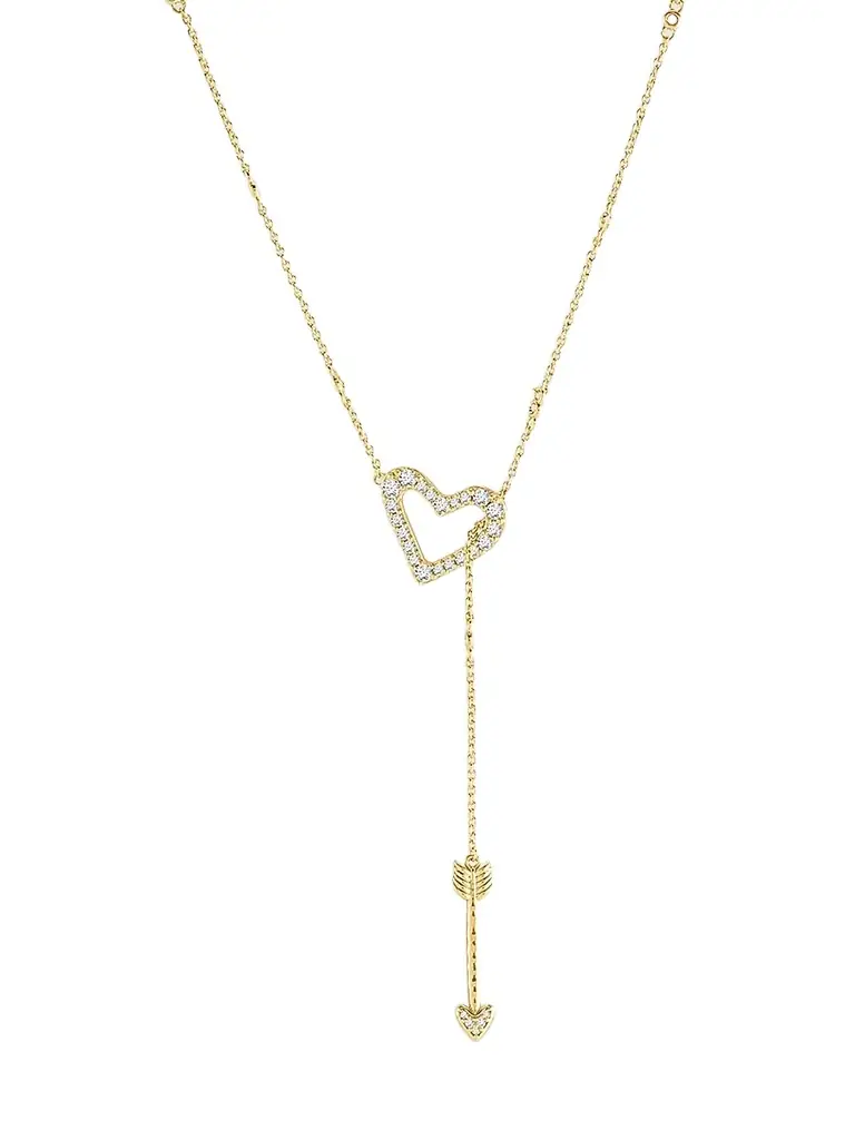 Anabel Aram Women's Heart 18K-Gold-Plated & Cubic Zirconia Lariat Necklace - Gold