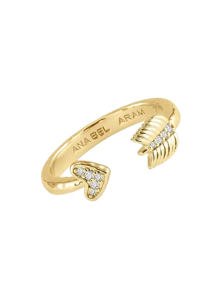 Anabel Aram Women's Heart 1K-Gold-Plated & Cubic Zirconia Arrow Cuff Ring - Gold - Women's Jewelry And Watches