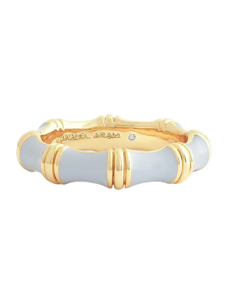 Anabel Aram Women's Bamboo 1K-Gold-Plated & Enamel Ring - Pale Blue