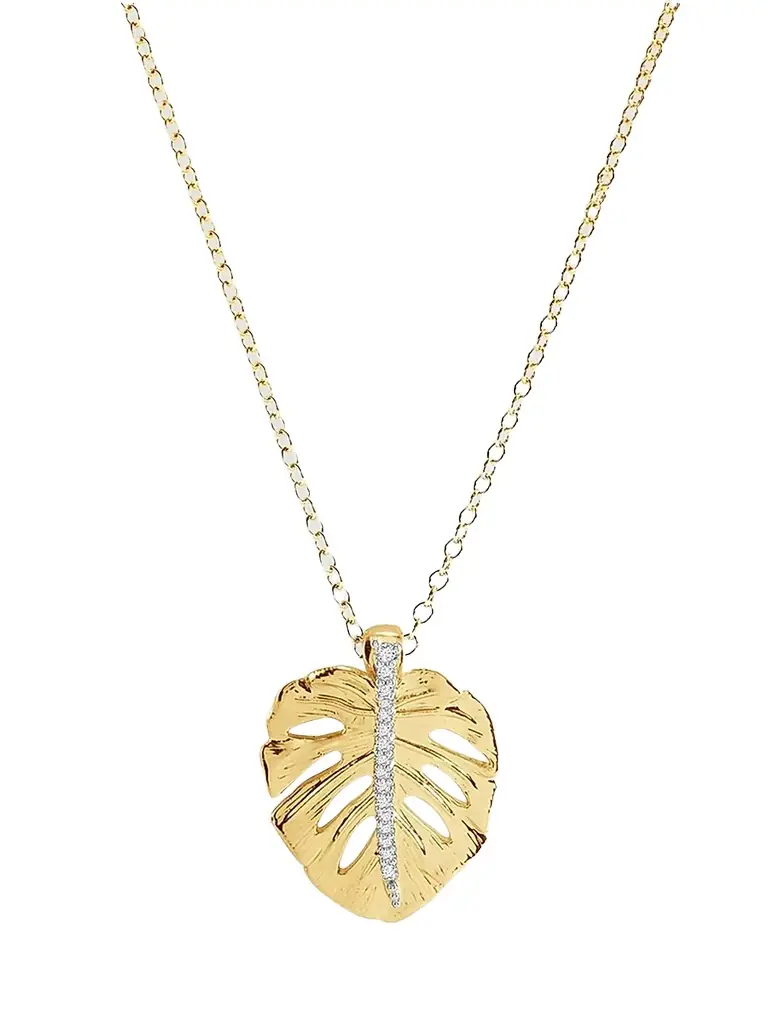 Anabel Aram Women's Monstera Palm 18K-Gold-Plated & Cubic Zirconia Pendant - Gold