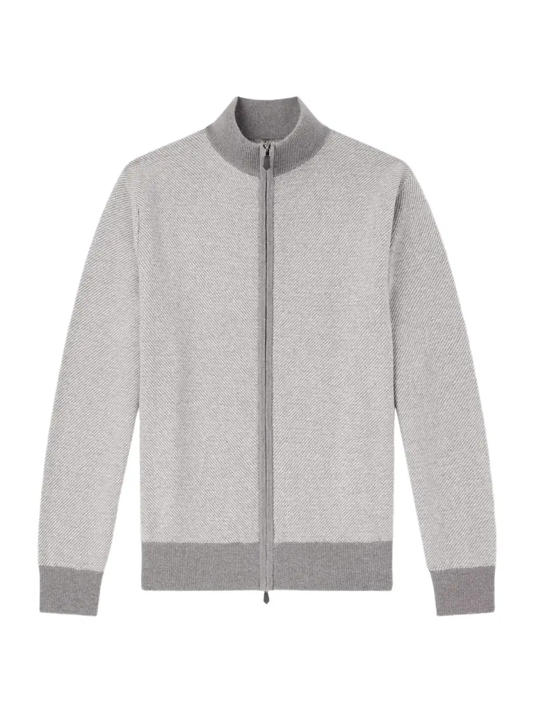 N.Peal Birdseye Textured Organic Cashmere Zip-Up Cardigan - Men