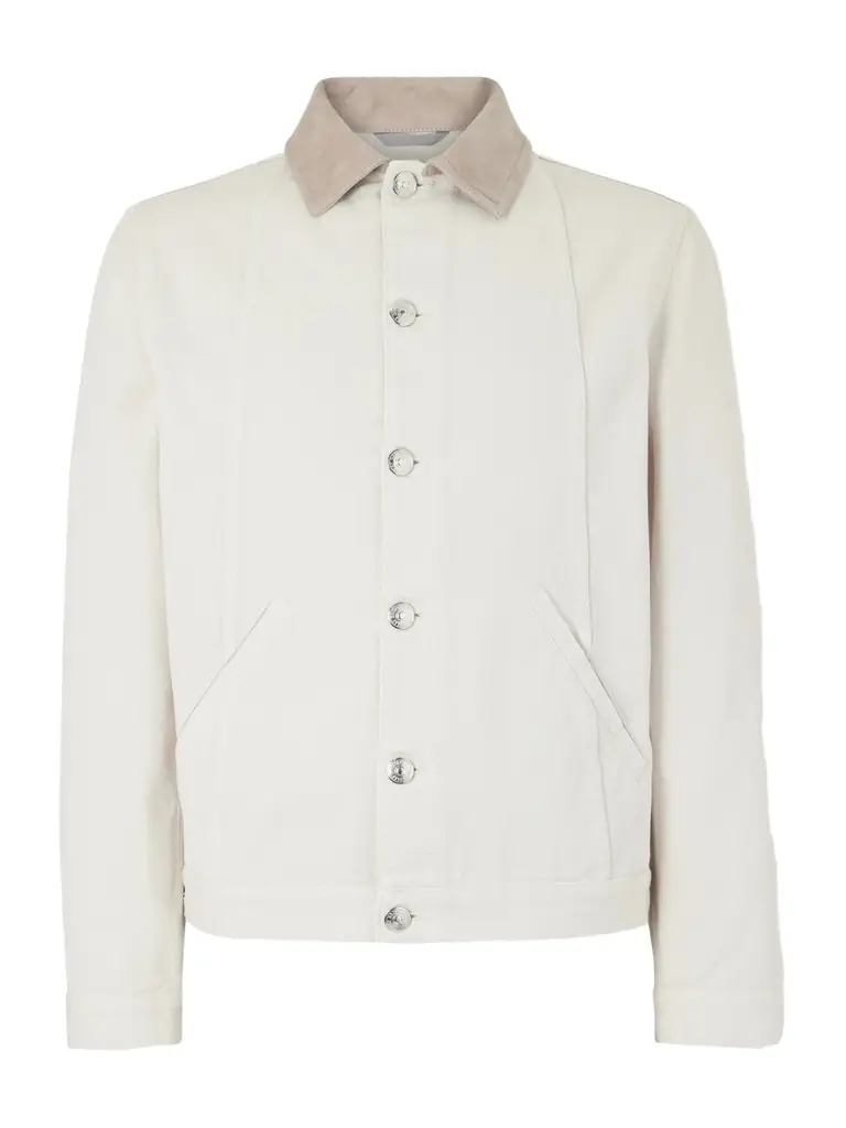 Brunello Cucinelli Leather-Trimmed Denim Jacket - Men