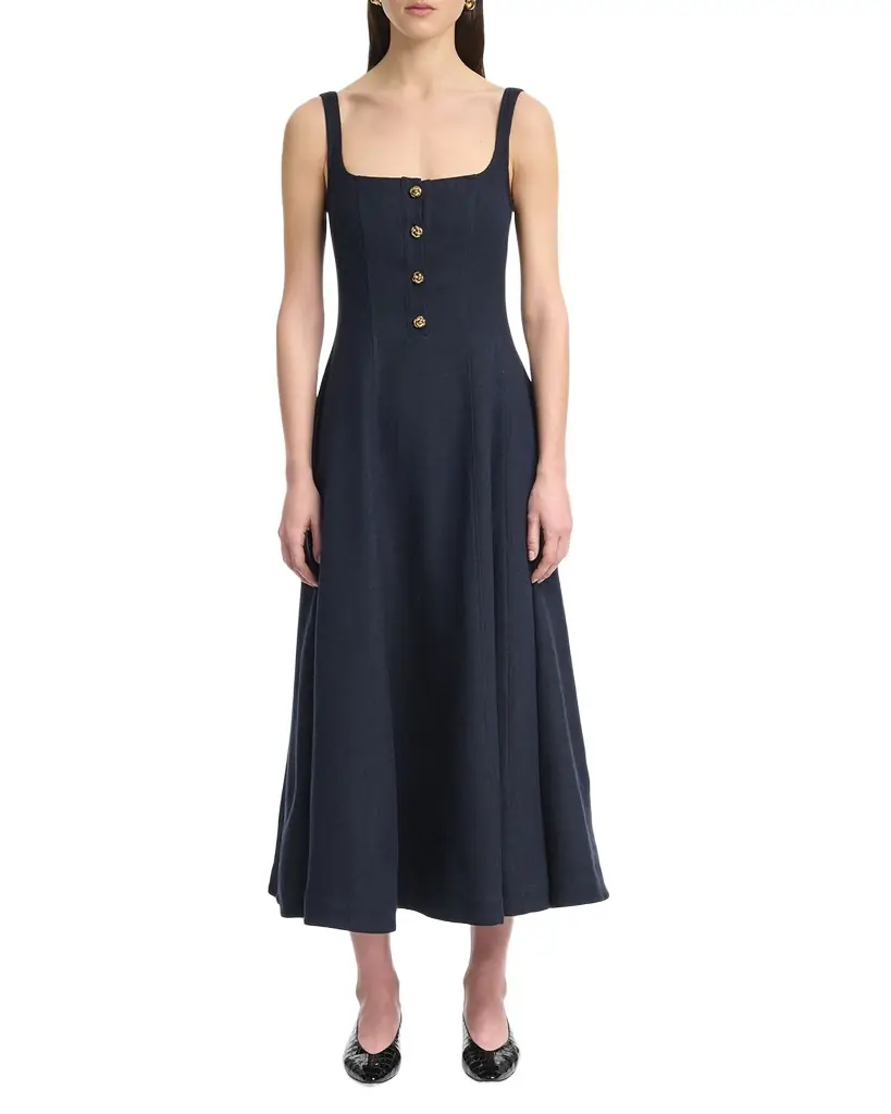 Altuzarra Orrie Sleeveless Linen-Blend Tea-Length Dress - Women's Clothing