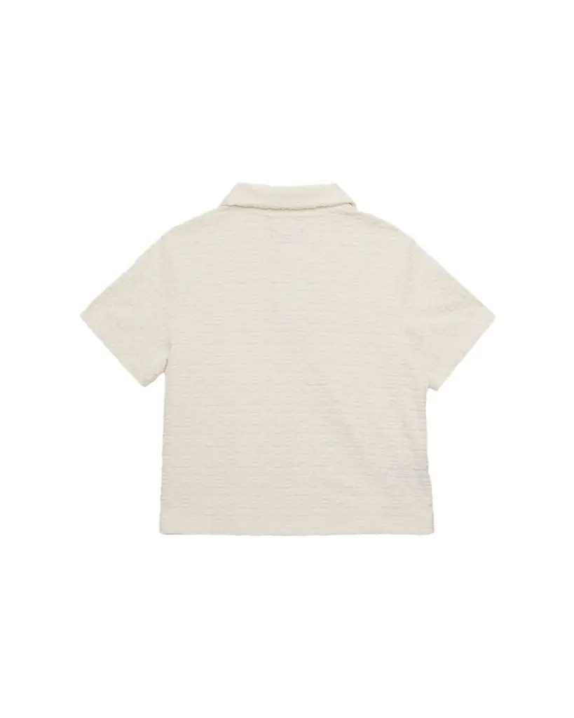 Purple Kids Boy 's Textured Logo Terry Towel Polo Shirt, Size 4-12