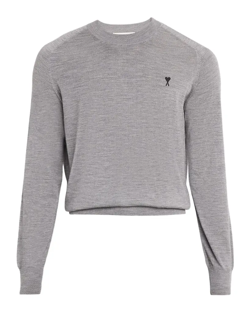 Ami Paris Men 's Wool Ami de Coeur Crewneck Sweater