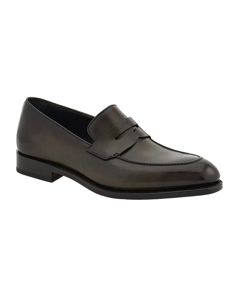 Ferragamo Men 's Brandy Tramezza Leather Penny Loafers