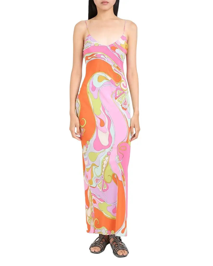 Pucci Orchidee Silk Crepe De Chine Maxi Dress - Women's Clothing