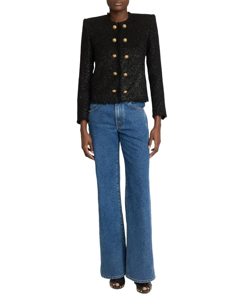 Balmain Buttoned Glitter Tweed Cardigan - Women's Clothing