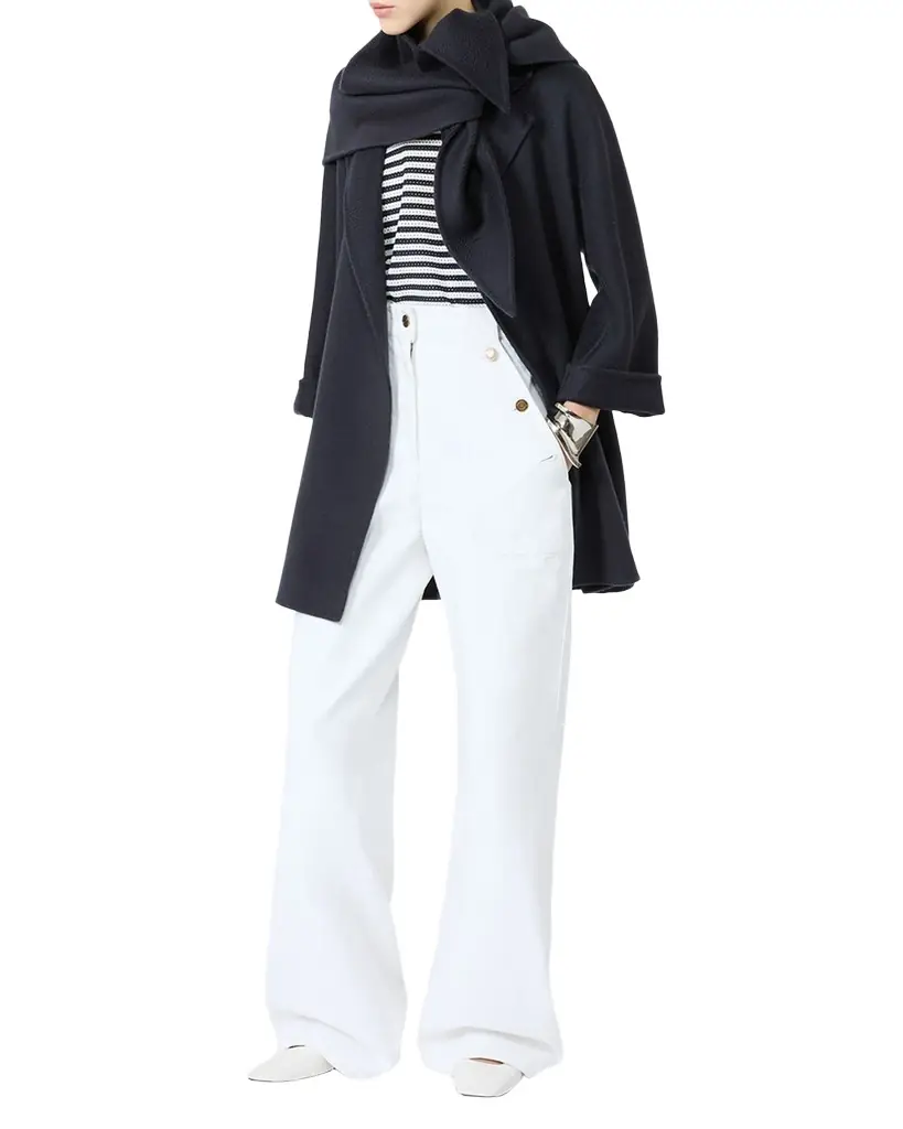 Max Mara High-Rise Cotton Twill Wide-Leg Sailor Pants