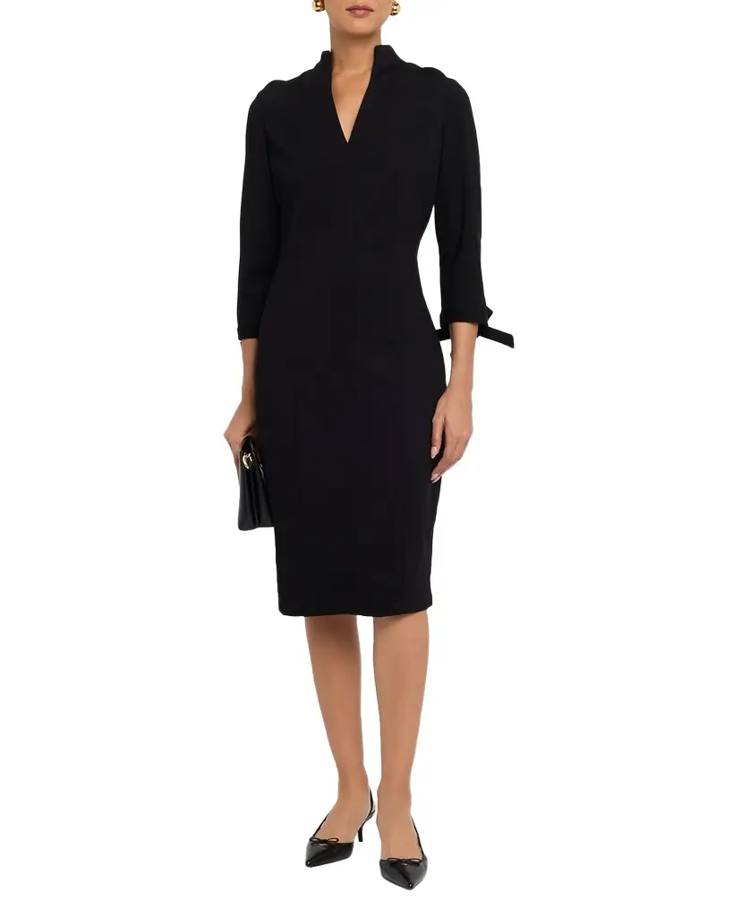 knee length ponte dress Boden Women's Belted Ponte Midi Dress in Green