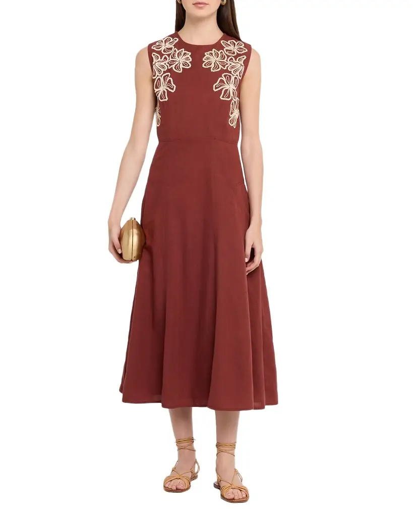 Tanya Taylor Sloane Embroidered Midi Dress