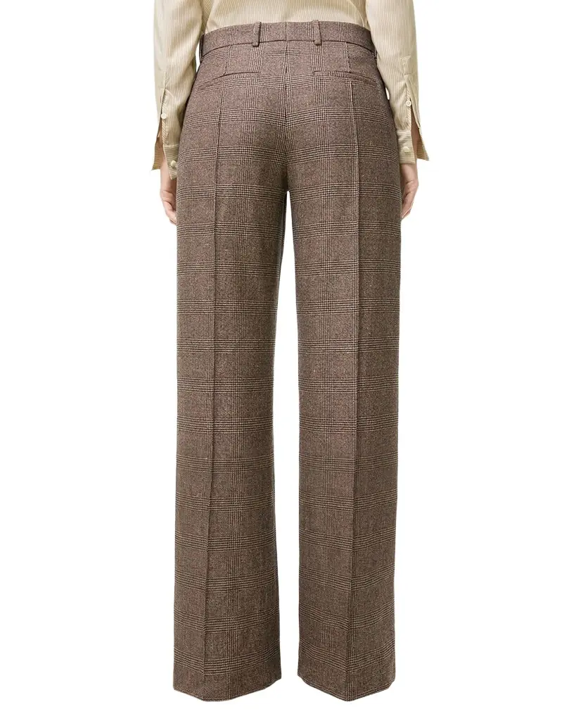 Burberry Rozalyn Check Pintuck Straight-Leg Trousers