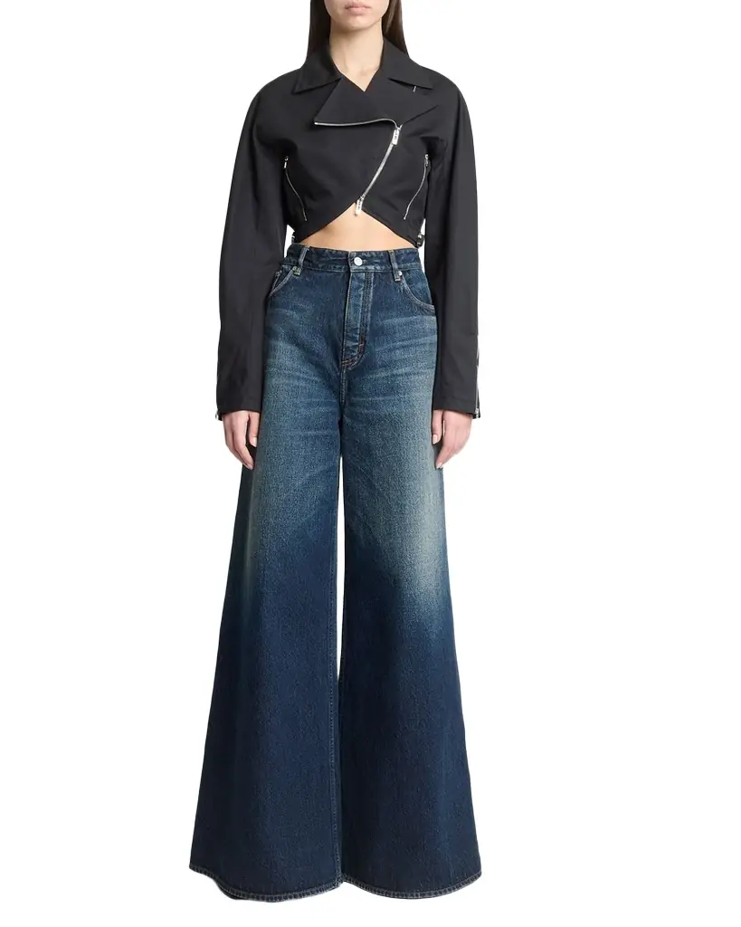 ALAIA Cropped Cotton Poplin Biker Jacket