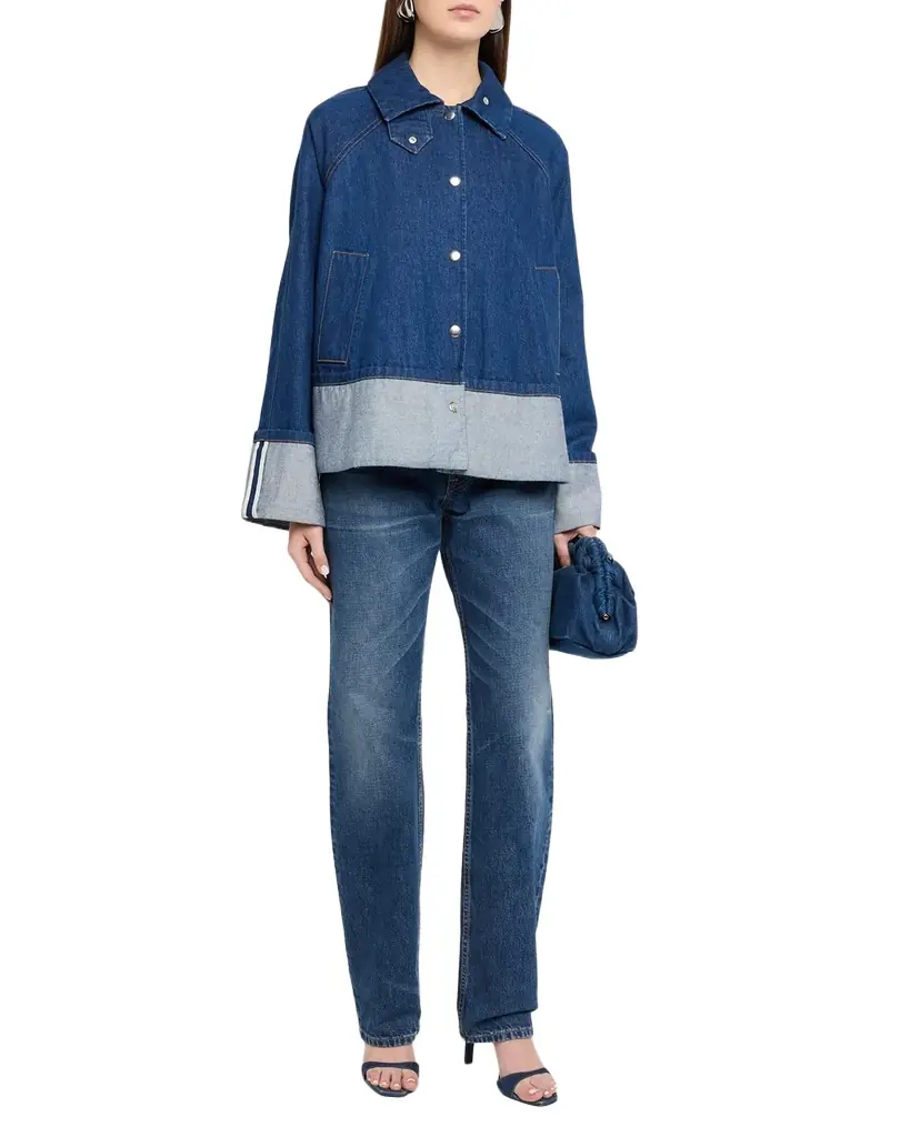 Brandon Maxwell Wells Trapeze Denim Jacket
