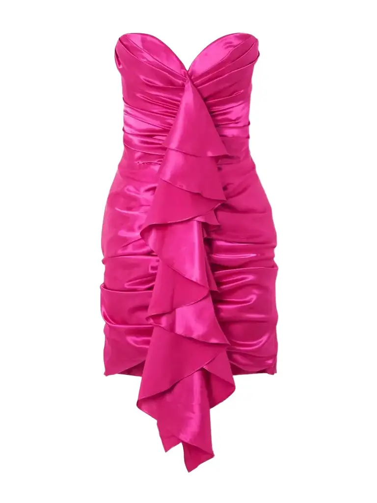 rasario silk satin mini dress Lace-up satin bustier minidress in pink - Rasario