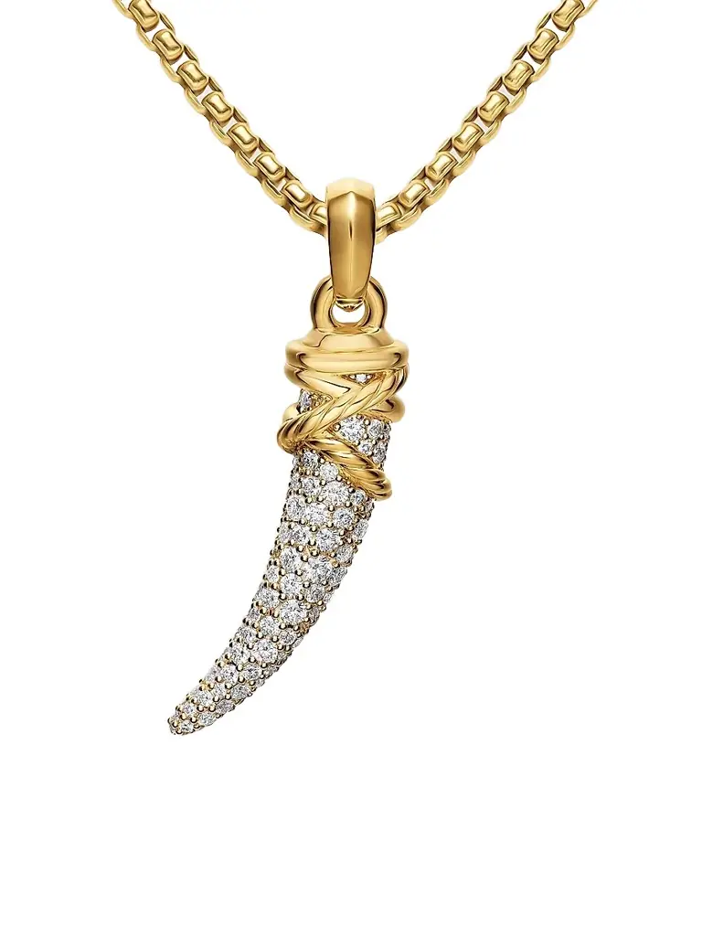 David Yurman Women's Pavé Tusk Amulet in 18K Yellow Gold with Diamonds, 28.8MM - Gold - Women's Clothing