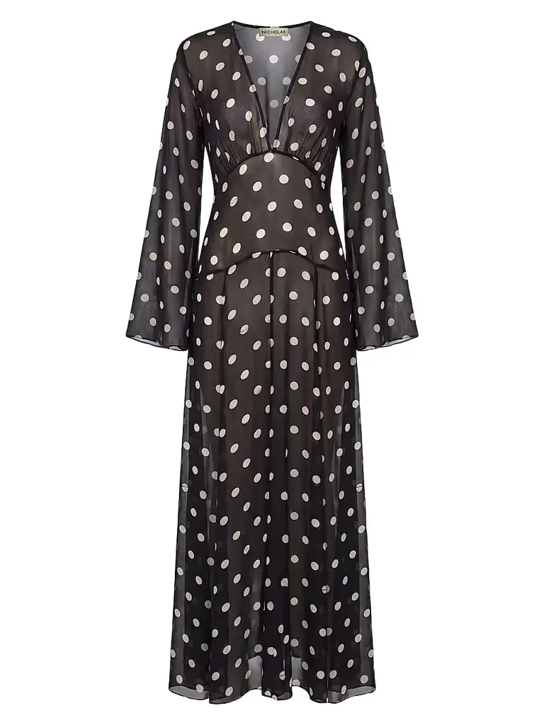 Nicholas the Label Women's Marella Polka Dot Maxi Dress - Black  Polka Dot