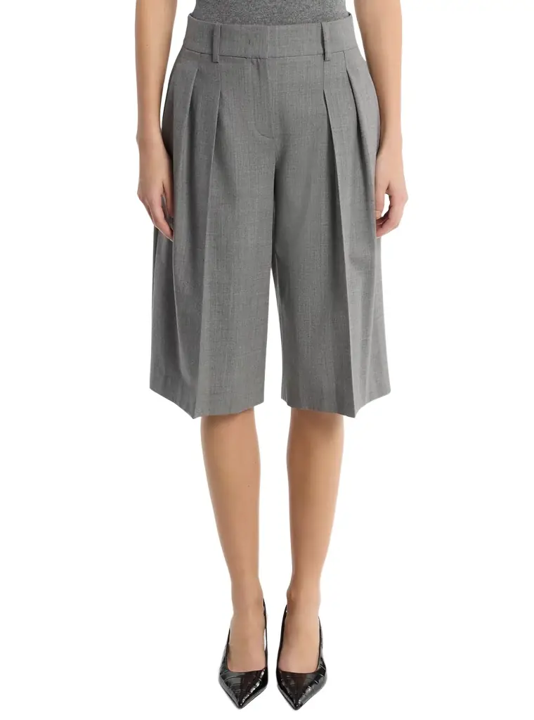 Michael Kors Collection Pleated Wool Blend Trouser Shorts