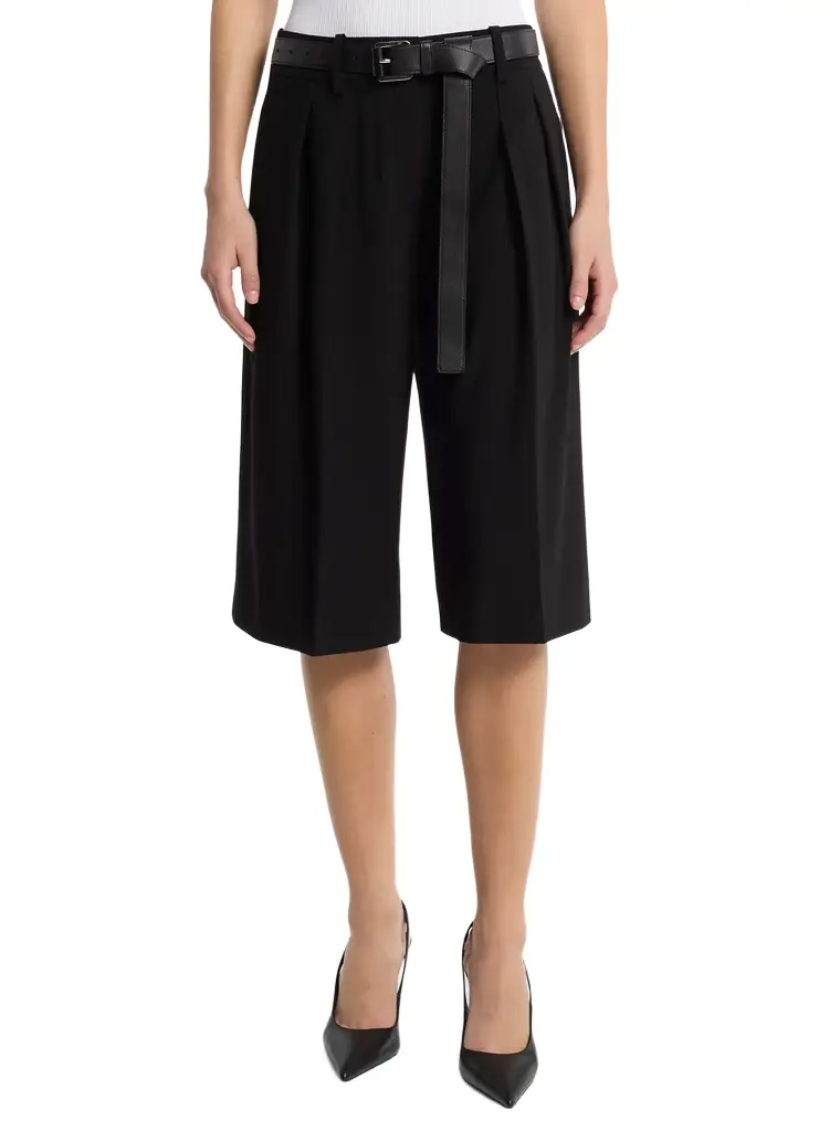 Michael Kors Collection Pleated Wool Blend Trouser Shorts